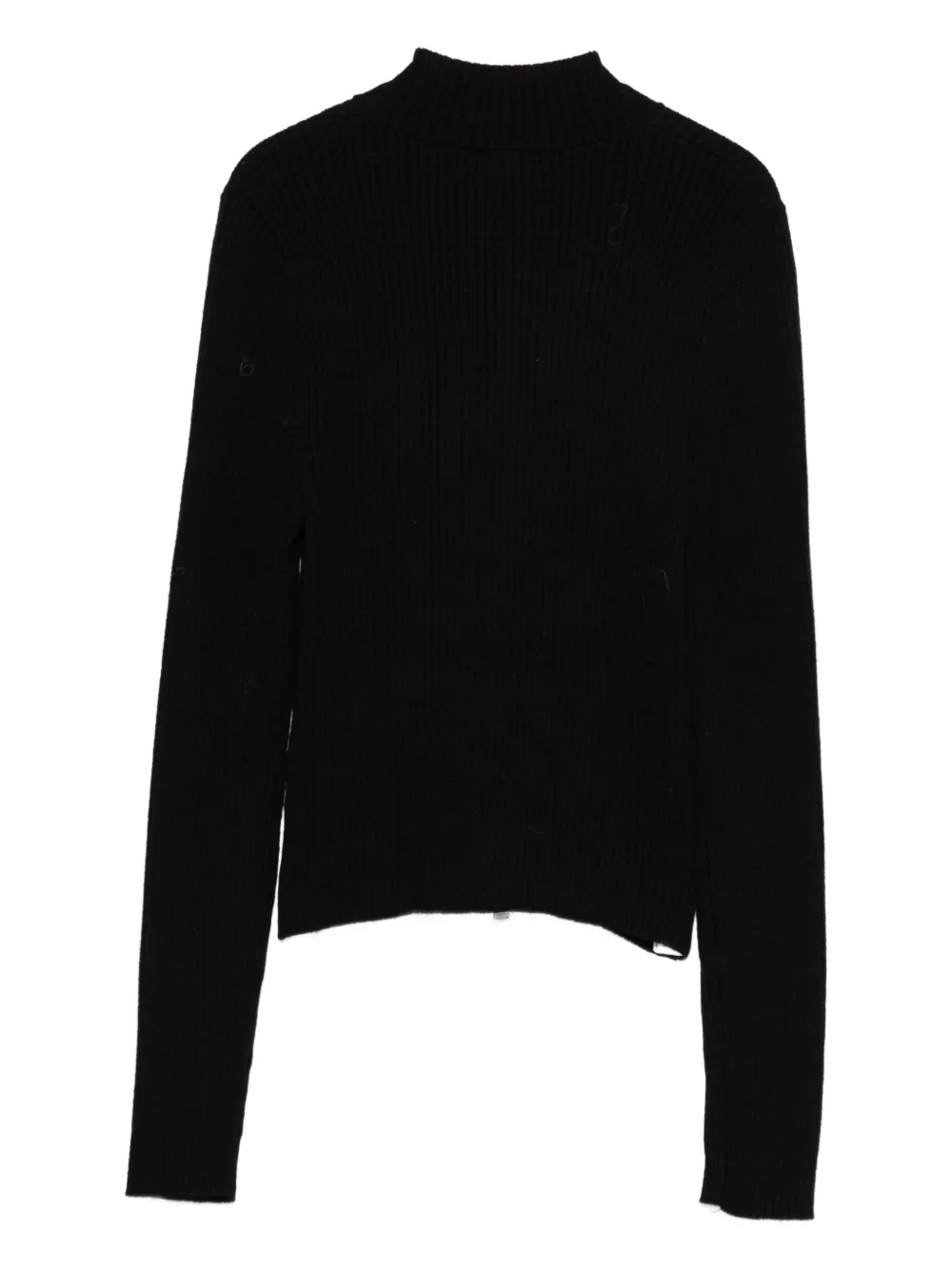 Hugo Boss Zip-up Ribbed Cardigan In Black