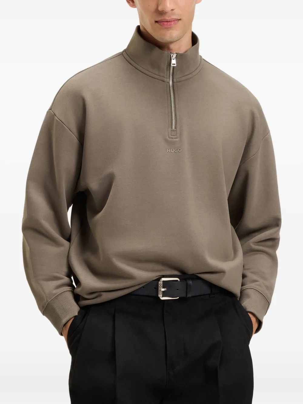 Hugo Boss Zip-up Sweatshirt In Gray