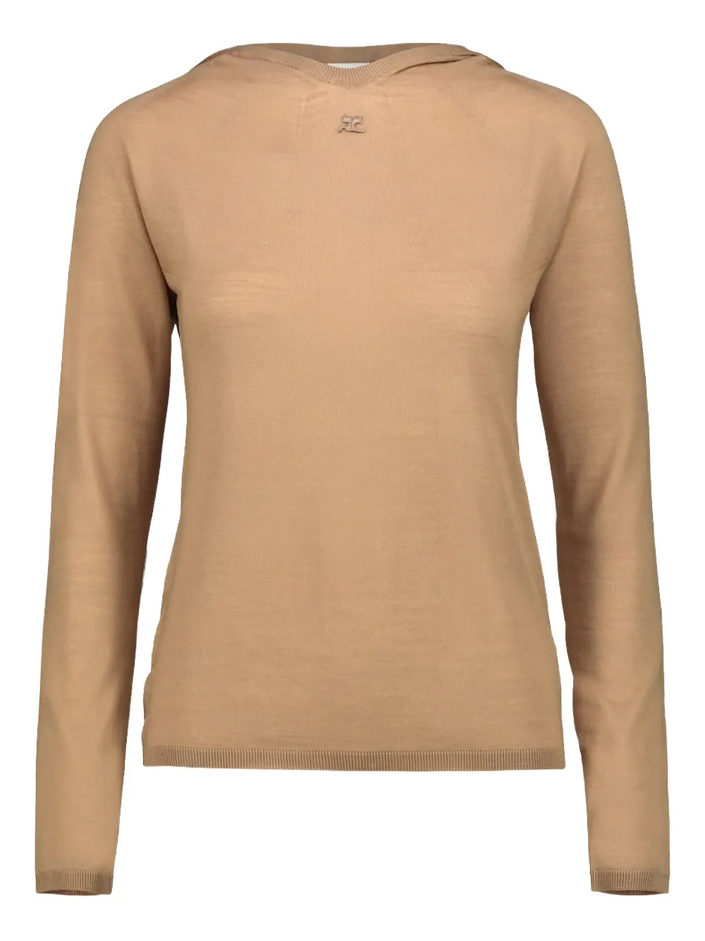 Courrèges Logo-embroidered Wool Hoodie In Neutral