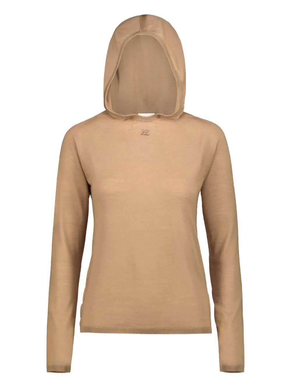 Courrèges Logo-embroidered Wool Hoodie In Neutral