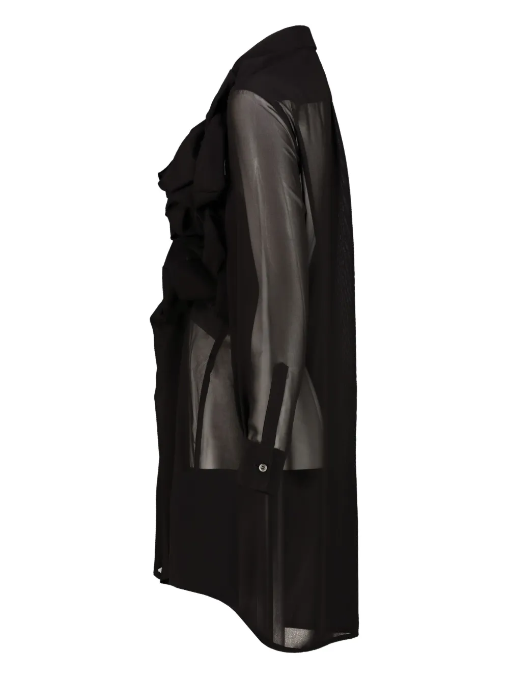 Comme Des Garçons Geweven blouse met ruches Zwart