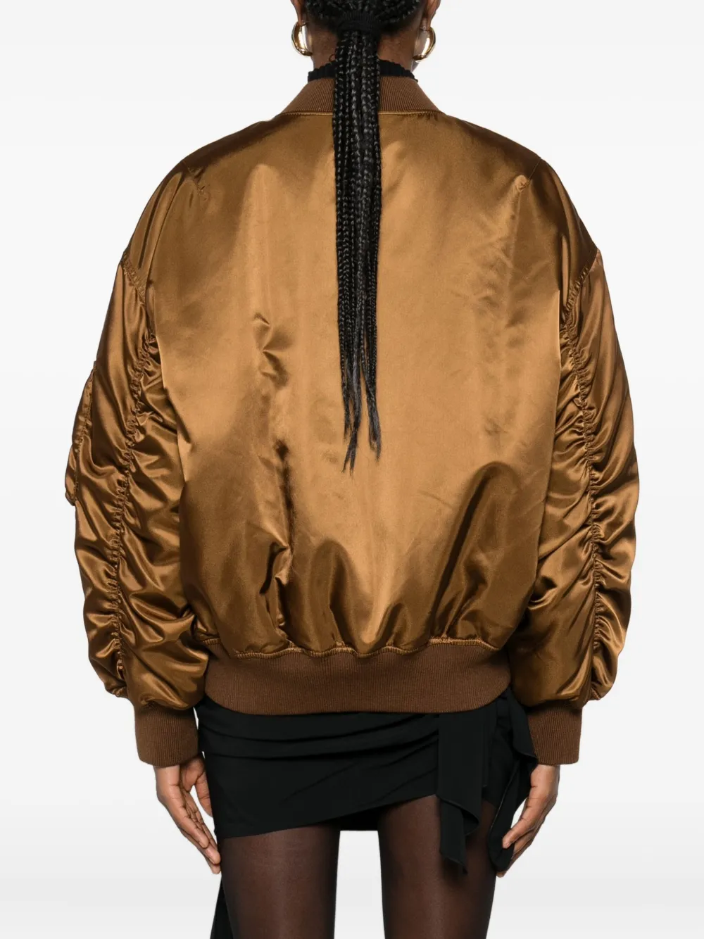 Saint Laurent Bomberjack met satijnen afwerking Bruin