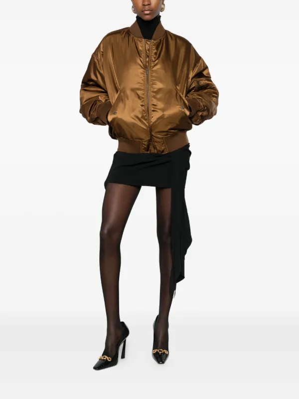 Saint Laurent サテン ボンバージャケット | ブラウン | FARFETCH JP