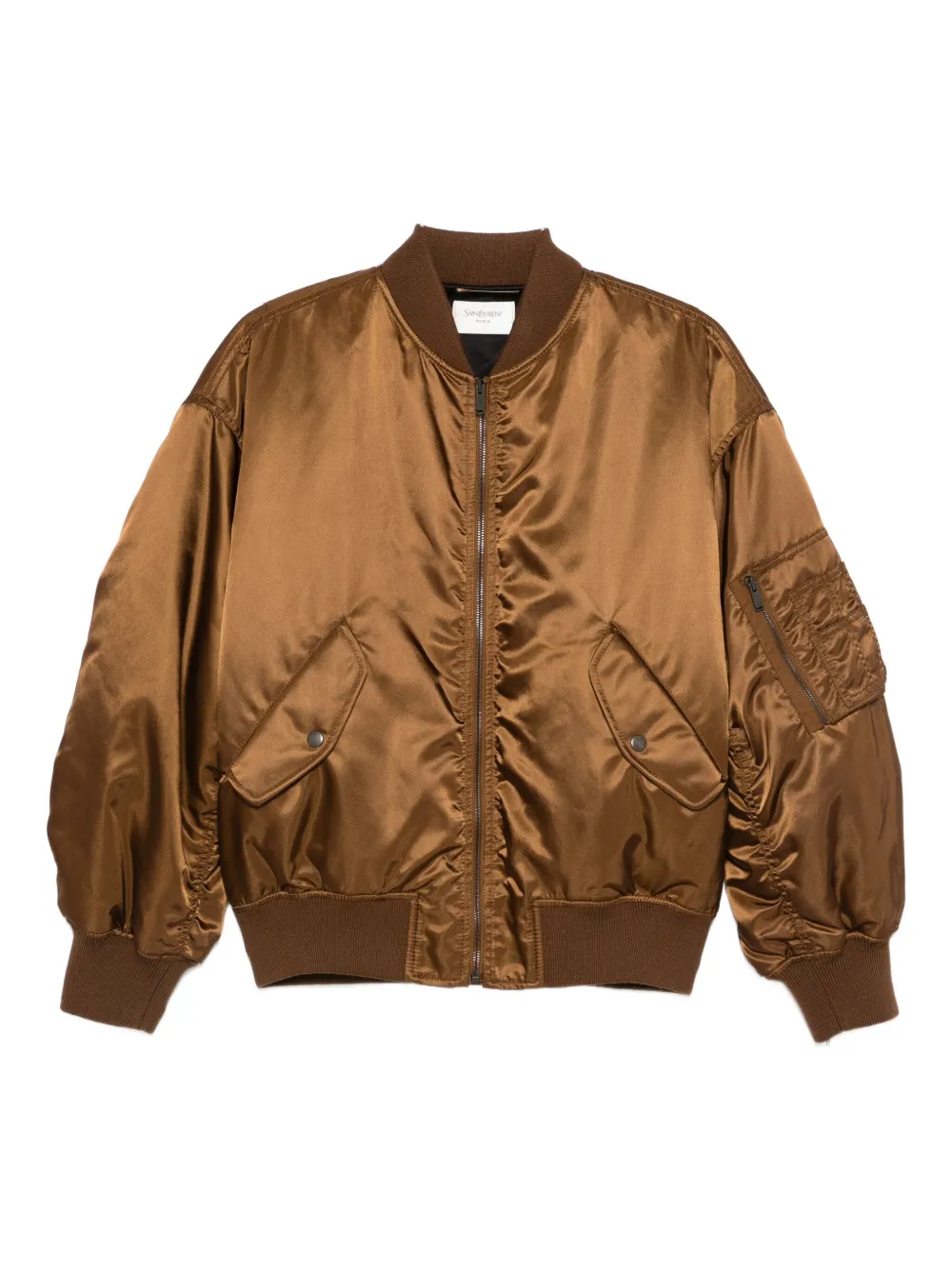 Saint Laurent satin-finish bomber jacket | Brown | Image 1