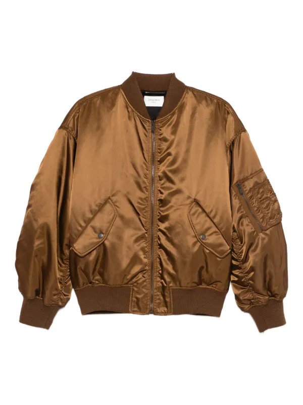 Saint Laurent サテン ボンバージャケット | ブラウン | FARFETCH JP