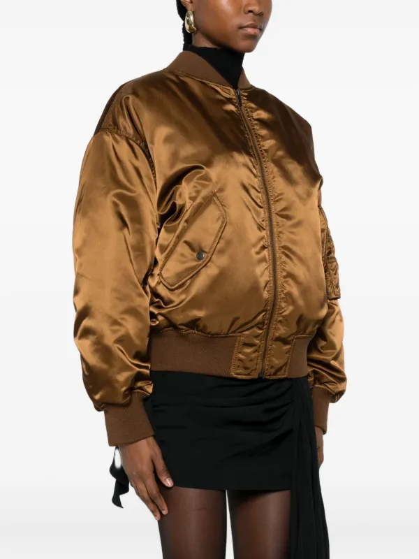 Saint Laurent サテン ボンバージャケット | ブラウン | FARFETCH JP