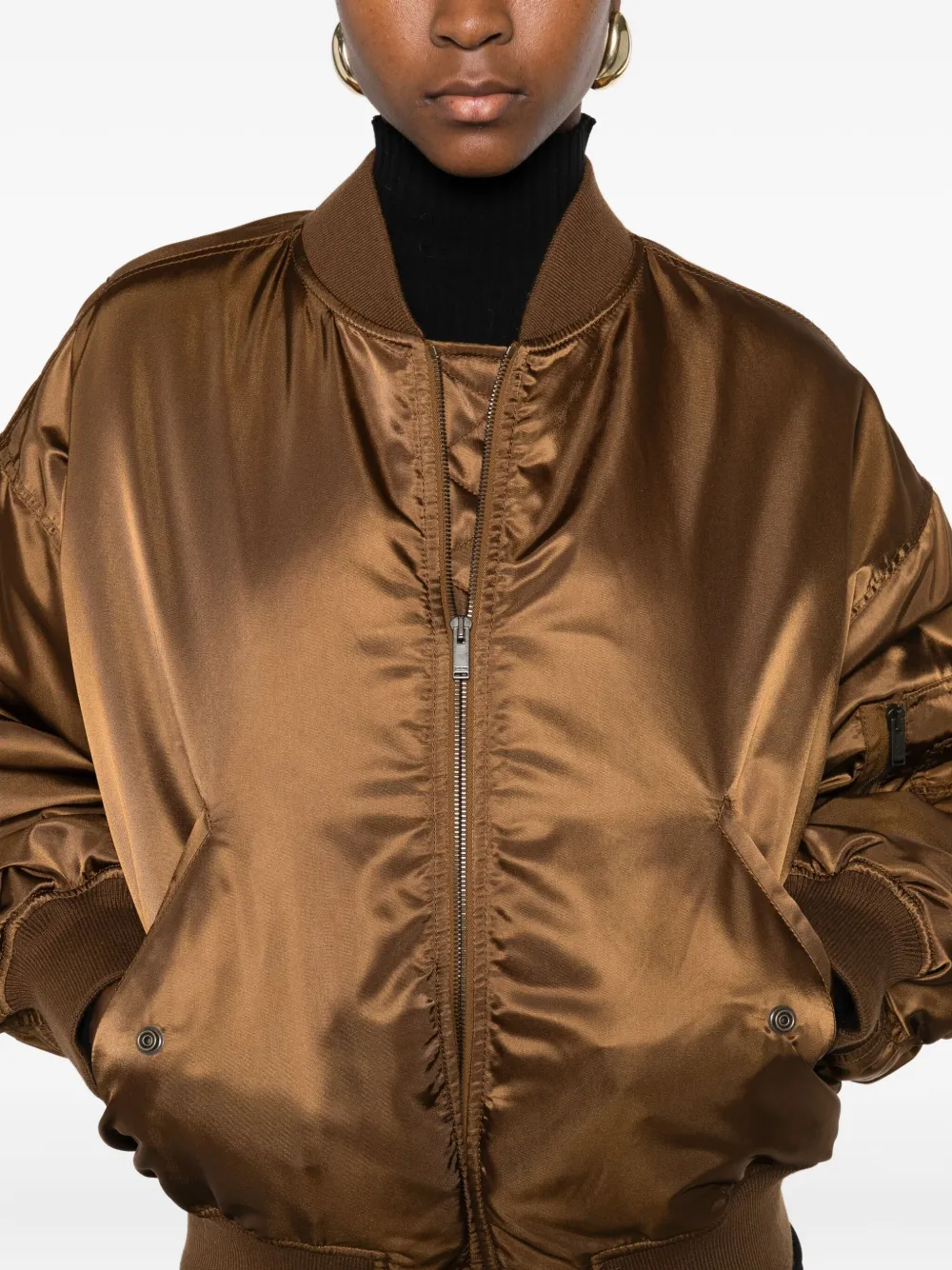 Saint Laurent Bomberjack met satijnen afwerking Bruin