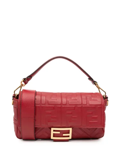 Fendi Pre-Owned 2010-2025 Zucca Embossed Leather Baguette satchel