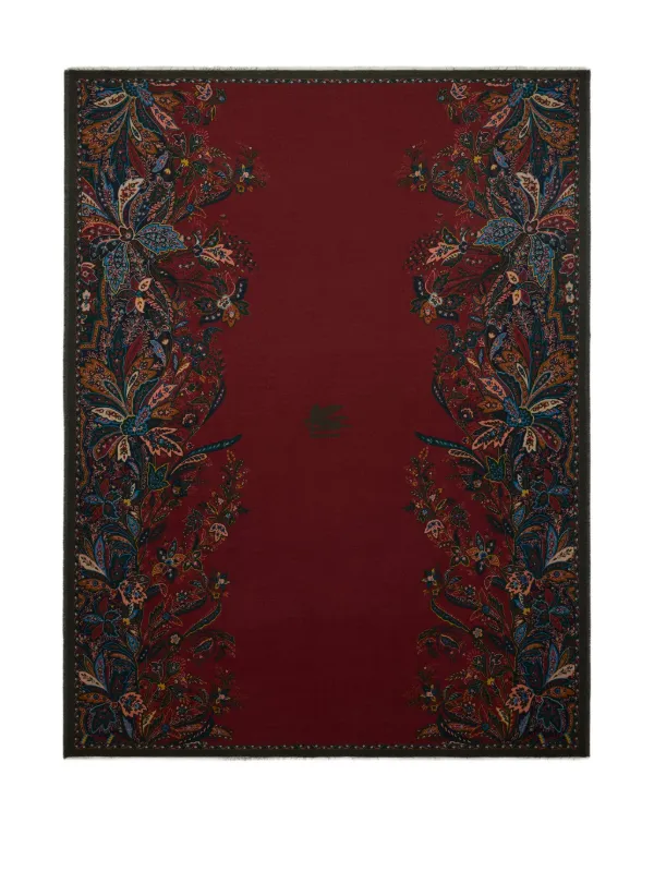 エトロ　タオルケット ETRO HOME Pegaso フローラル ブランケット 140cm x 180cm | レッド