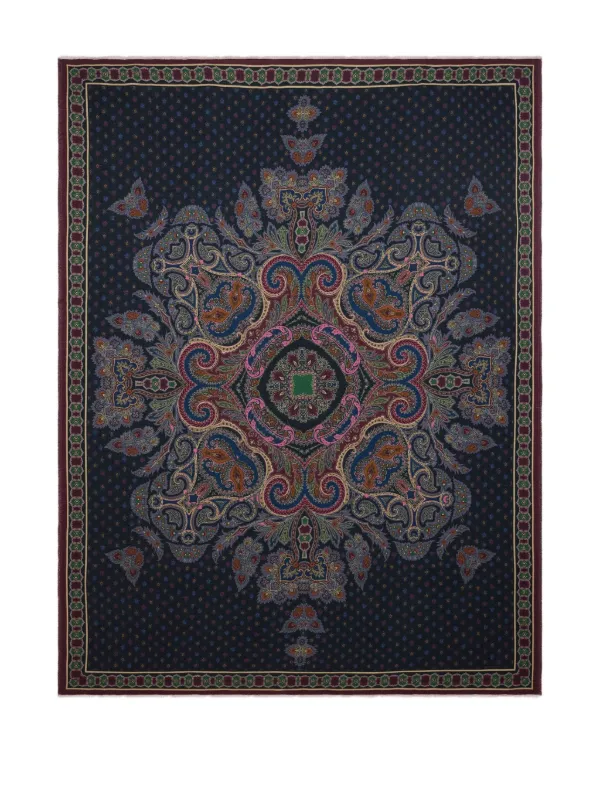 ETRO 毛布 ETRO HOME プリント ウールブランケット 140cm x 180cm | ブルー