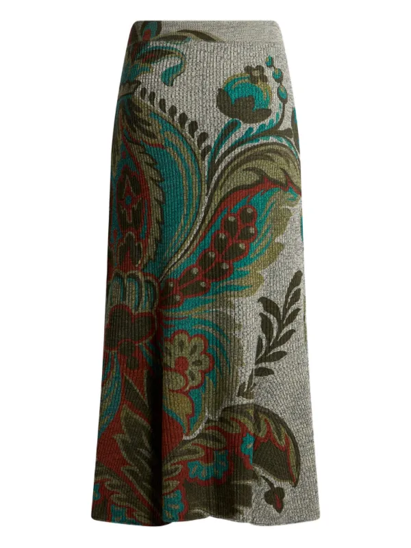 ETRO スカート ETRO フローラル ストレートスカート | グレー | FARFETCH JP