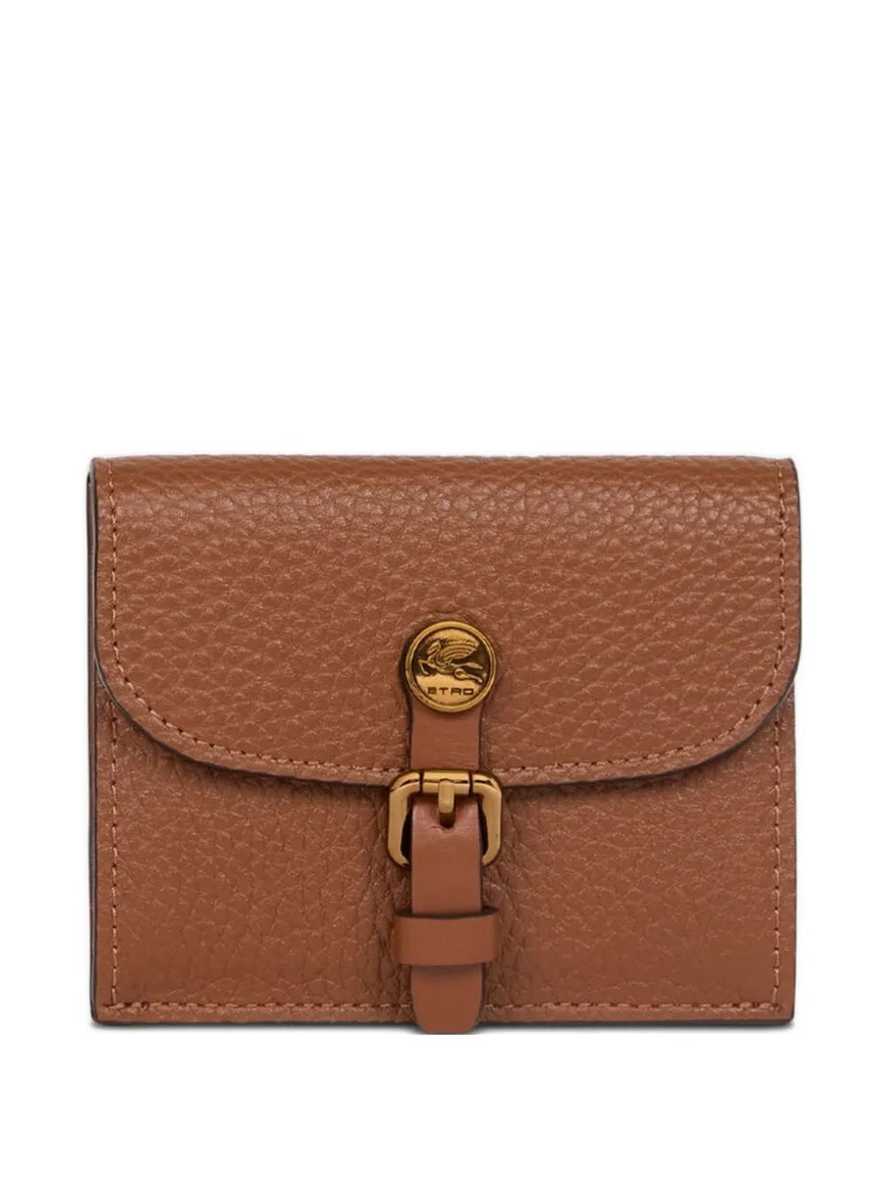 Etro Tumbled-leather Card Holder In Brown