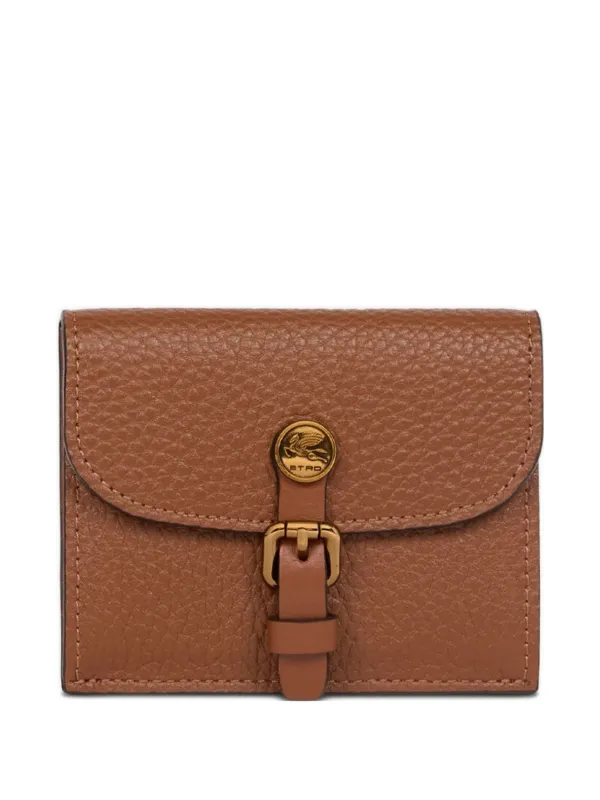 Etro Pony Card Holder in Tumbled Leather in Brown