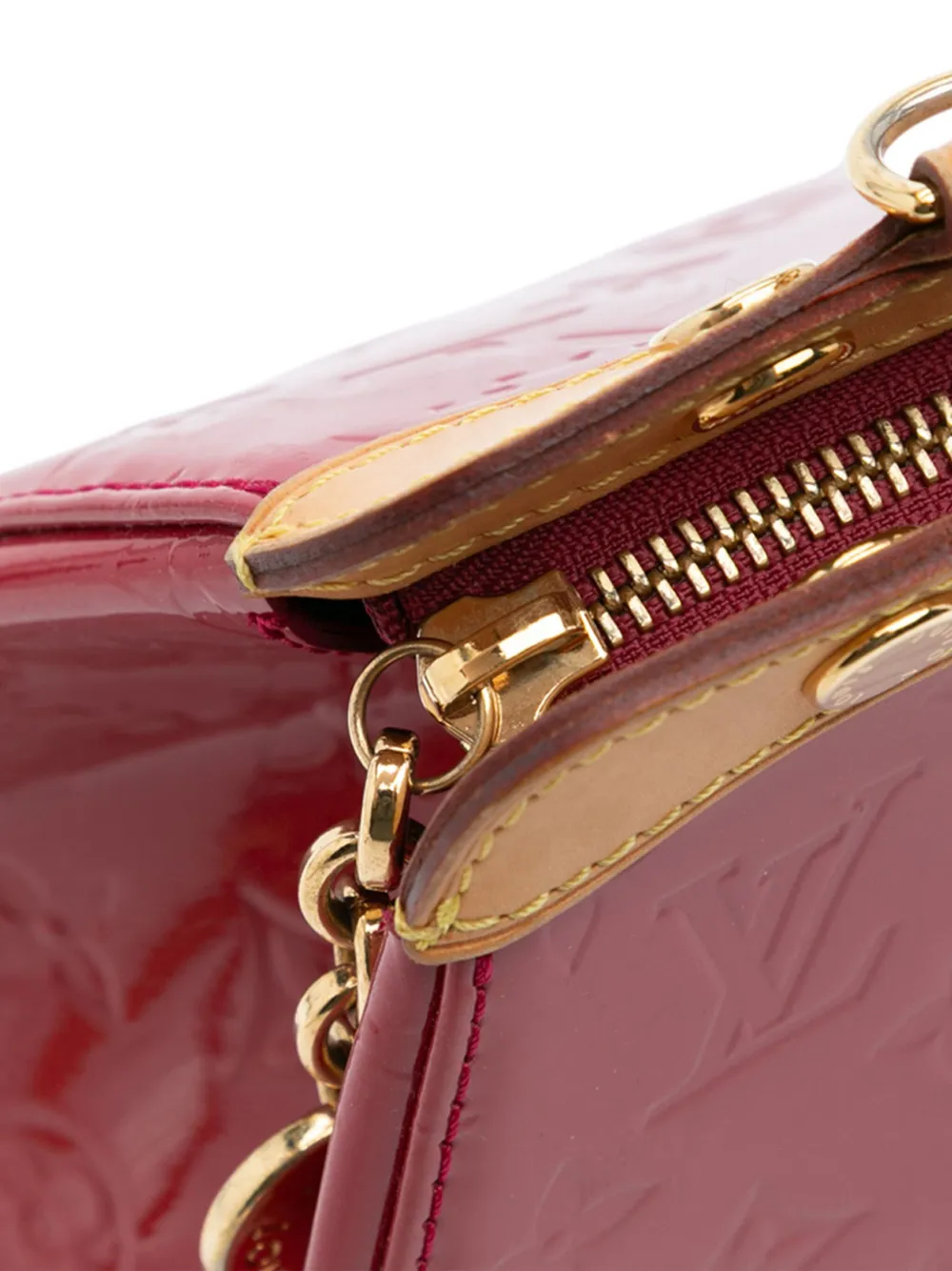 Pre-owned Louis Vuitton 2014 Monogram Vernis Brea Mm Satchel In Red