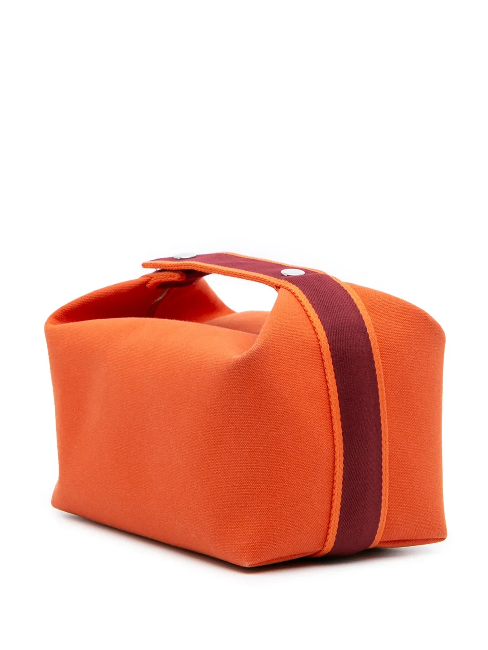 Pre-owned Hermes 2020-2025 Large Canvas Bride A Brac Case Vanity Bag In Red