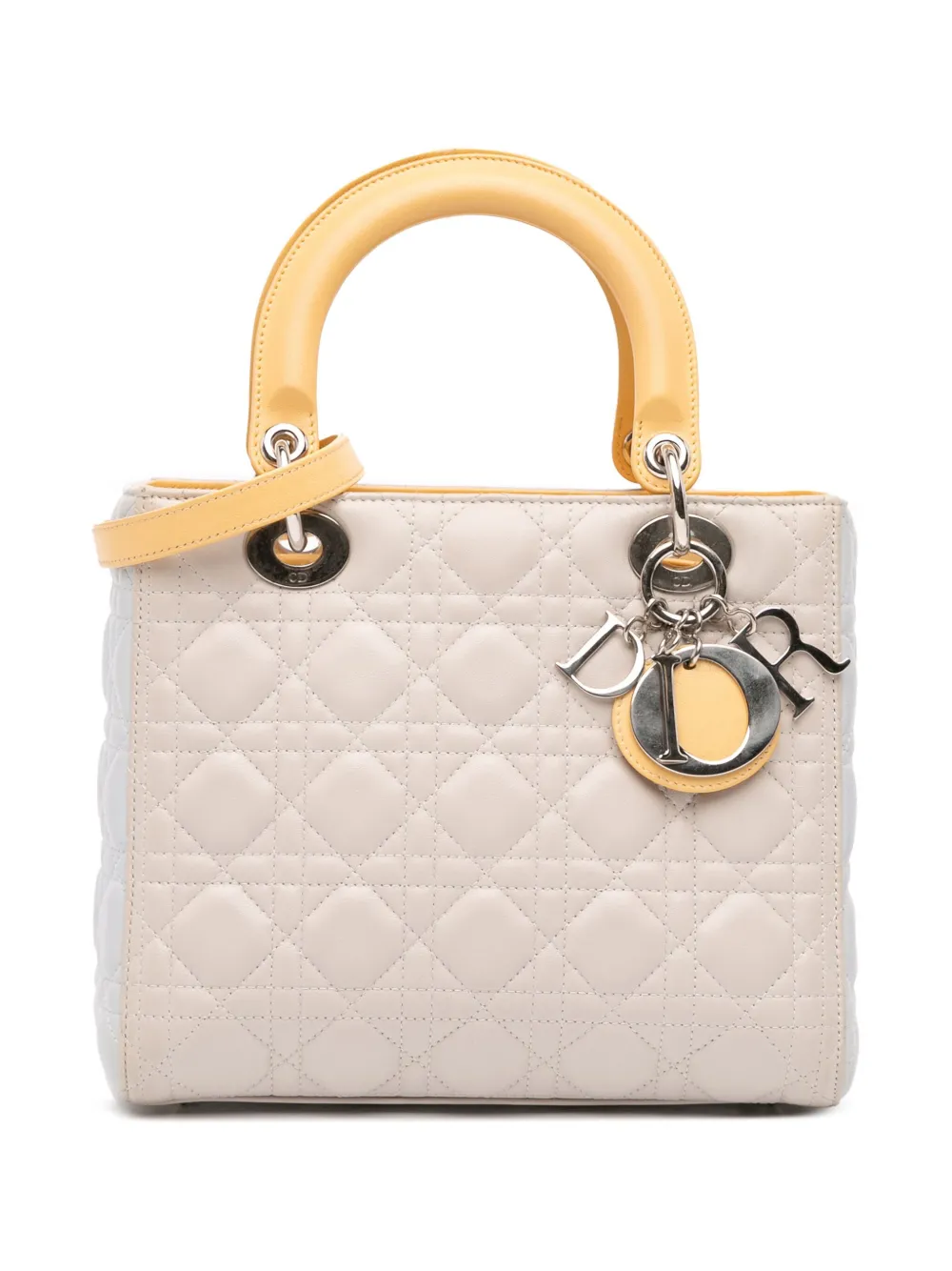 Christian Dior Pre-Owned 2015 ミディアム トリコロール ラムスキン カナージュ レディ ディオール Christian Dior Pre-Owned 2015 ミディアム トリコロール ラムスキン カナージュ レディ ディオール