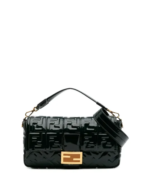 Fendi Pre-Owned 2010-2025 Large Zucca Embossed Patent Baguette satchel
