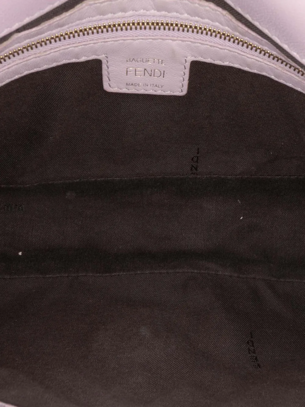 Pre-owned Fendi 2010-2025 Zucca Embossed Leather Baguette Satchel In Purple