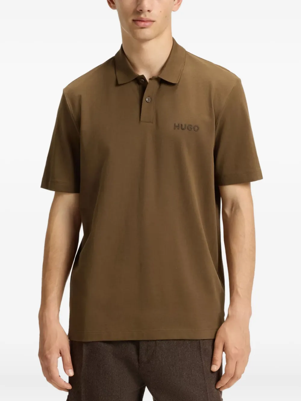 Hugo Boss Logo Polo Shirt In Brown