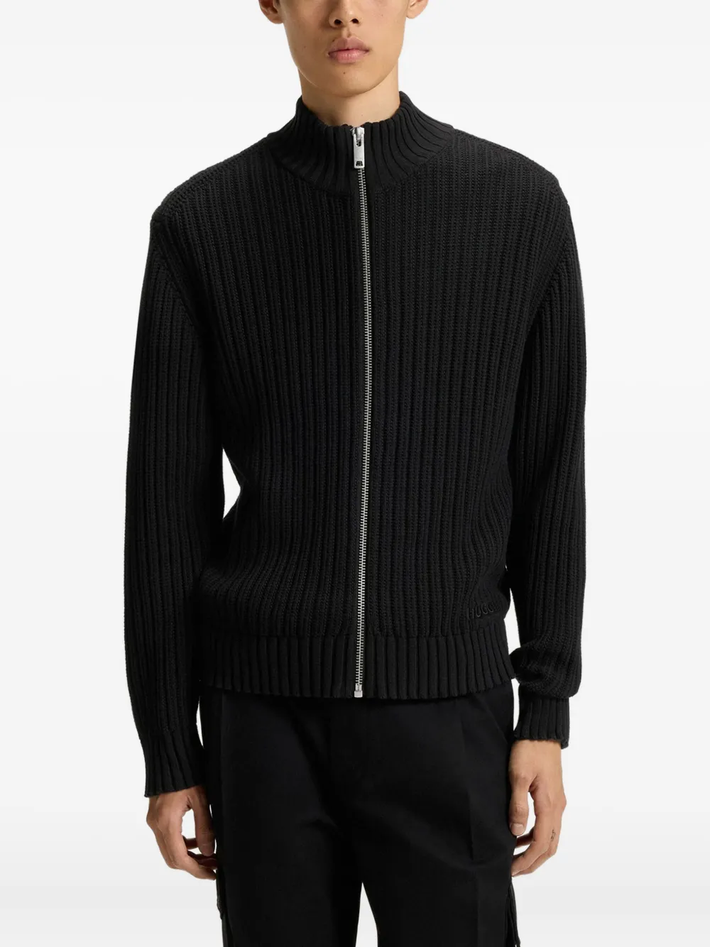 HUGO Geribbeld vest Zwart