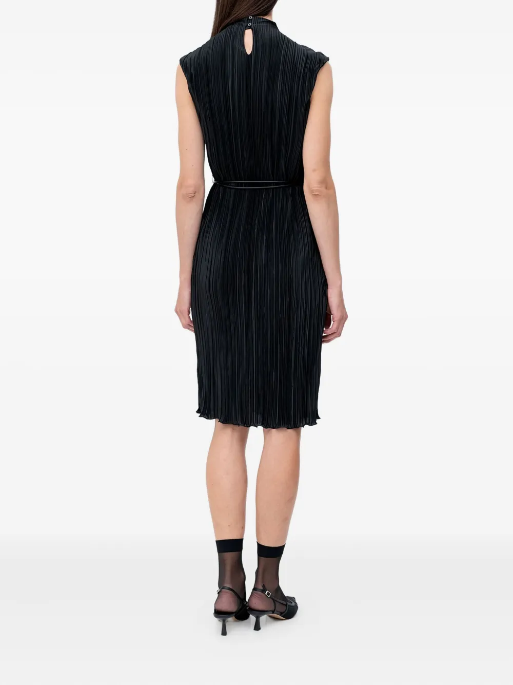 HUGO pleated midi dress - Zwart