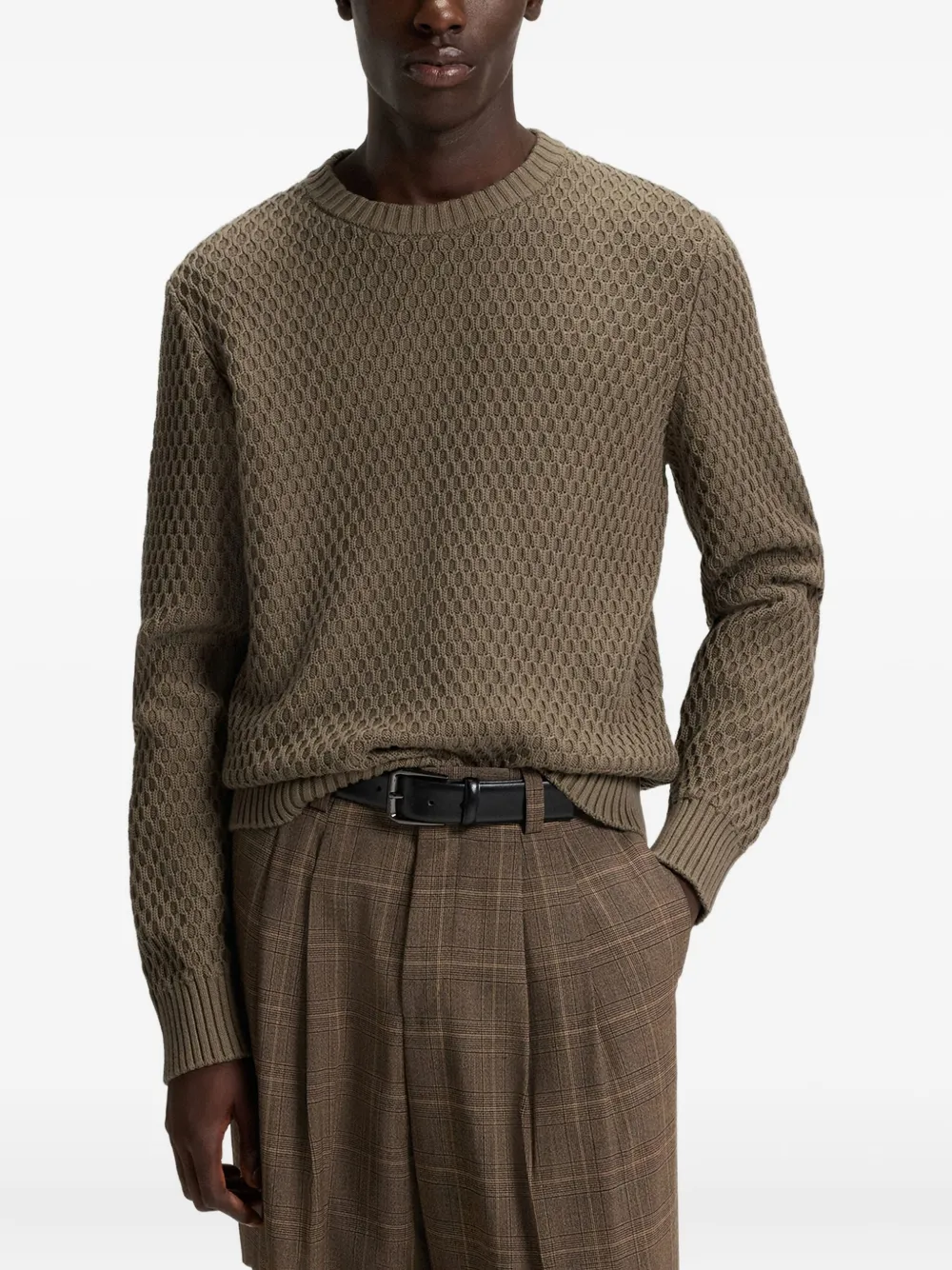 HUGO Sneakers met ronde hals en textuur Beige