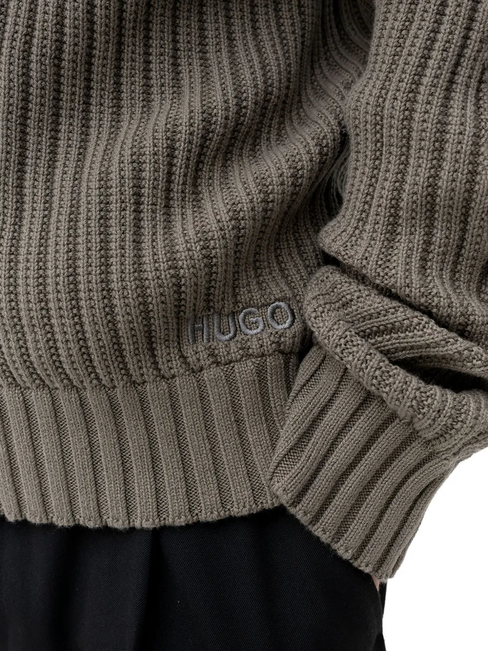 HUGO Geribbeld vest met rits Grijs