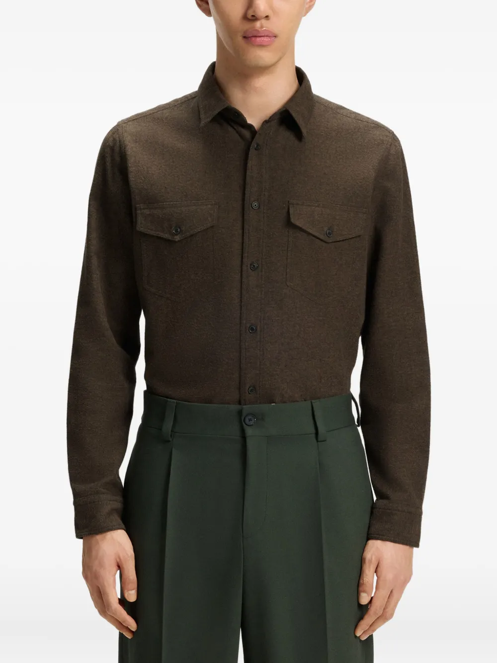 HUGO camisa con bolsillos | marrón | Image 1