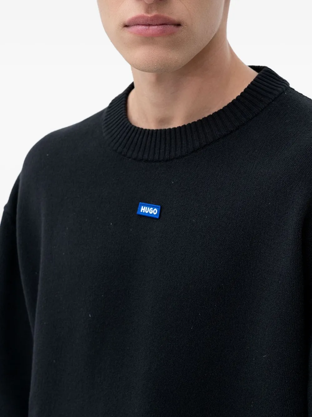 HUGO Trui met logo-applicatie Zwart