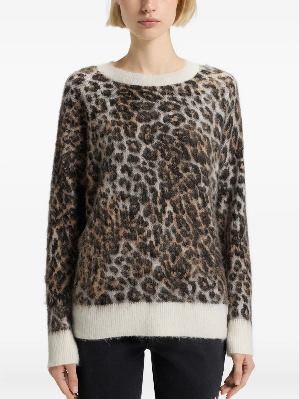 HUGO Trui met dierenprint en ronde hals Bruin