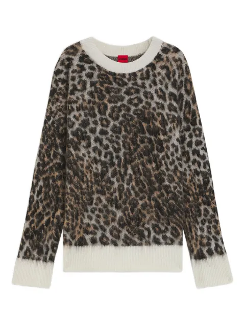 HUGO animal-print round-neck sweater 