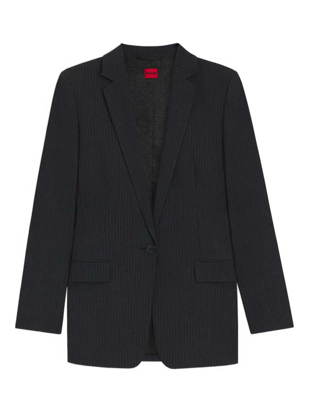 HUGO pinstripe single-breasted blazer | Black | Image 1