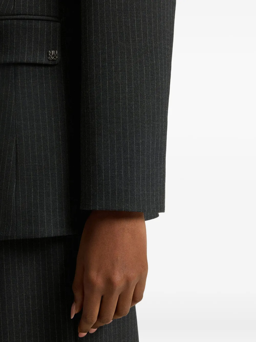 HUGO Blazer met krijtstreep en enkele rij knopen Zwart