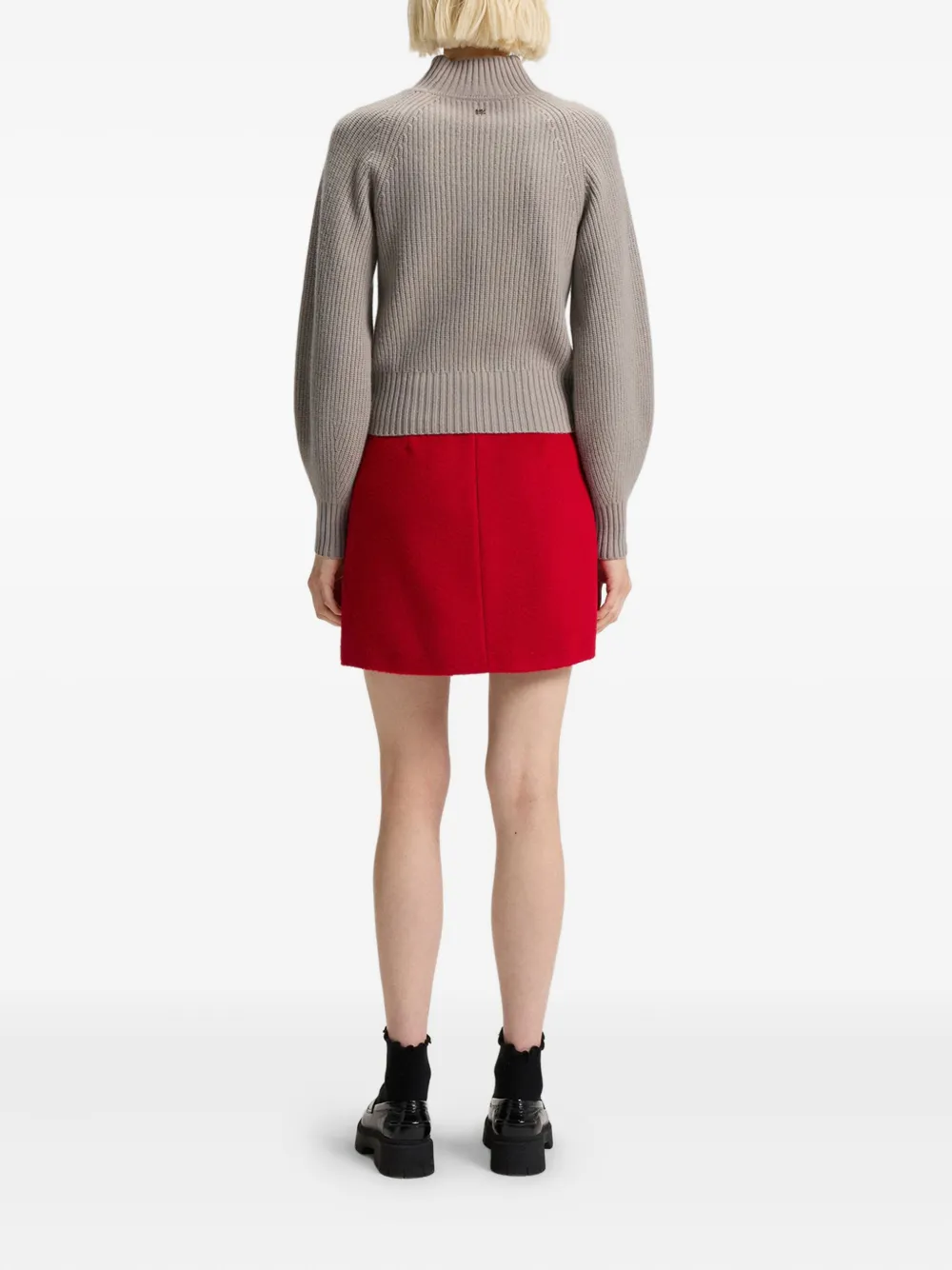 HUGO Geribbelde trui met trechterhals Beige