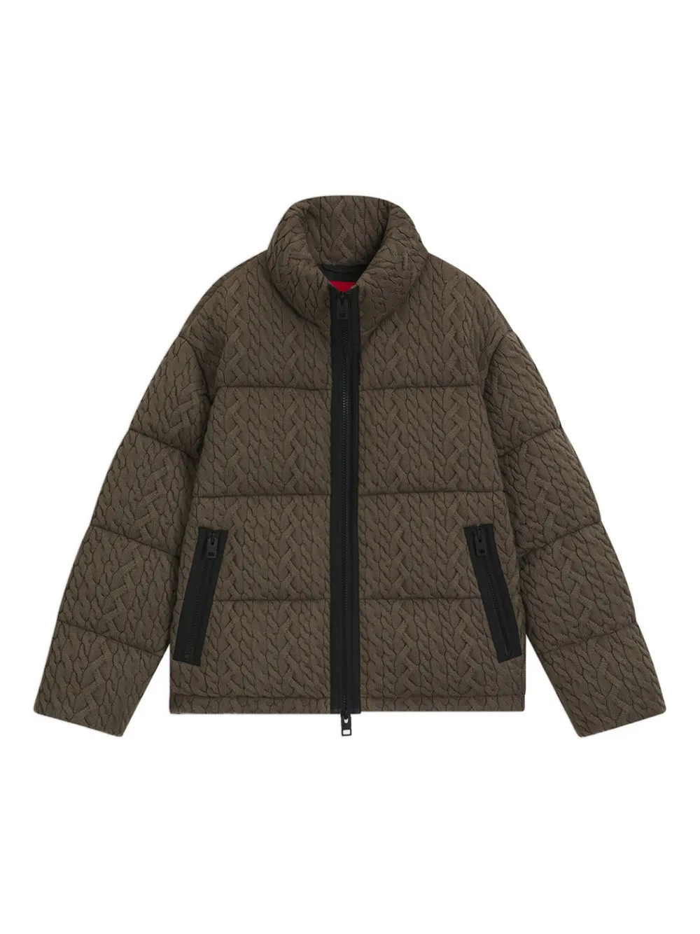 HUGO Gefütterte Jacke mit Zopfmuster | Braun | Image 1