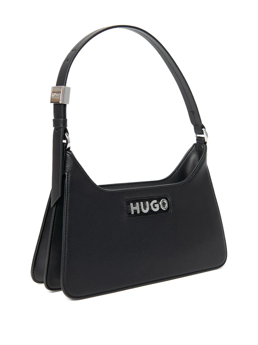 HUGO logo-plaque shoulder bag - Zwart
