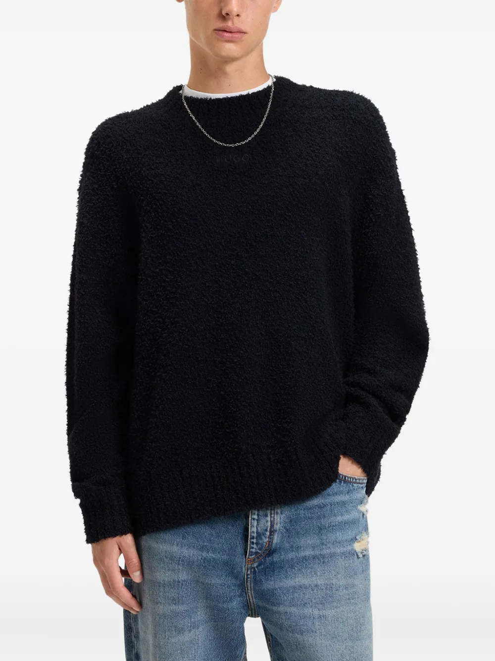 HUGO Sweater met ronde hals Zwart