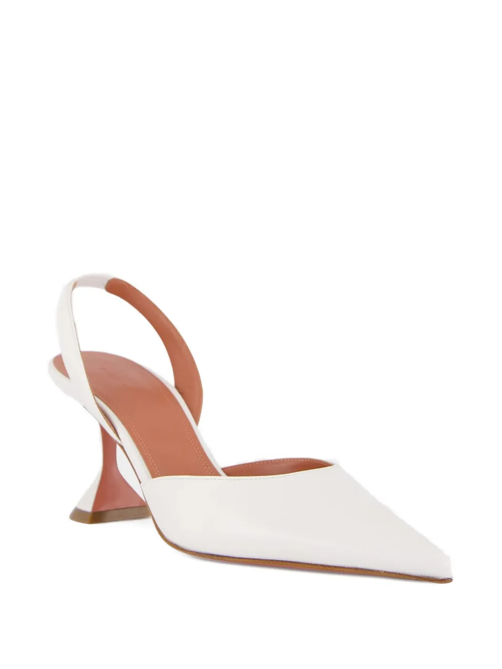 Amina Muaddi slingback-strap leather heeled pumps Wit
