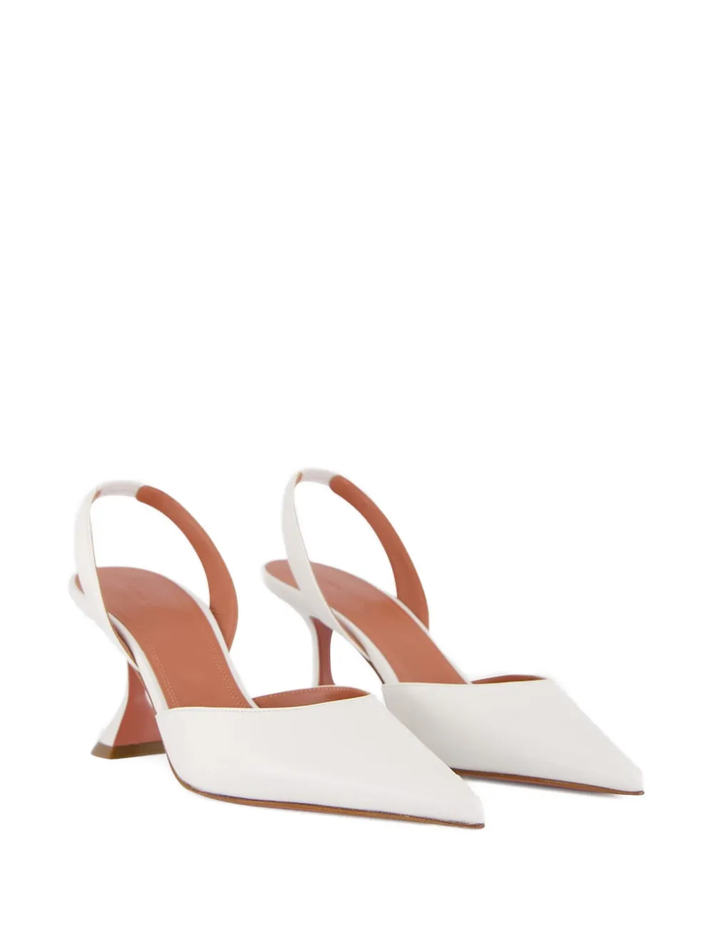 Amina Muaddi slingback-strap leather heeled pumps Wit