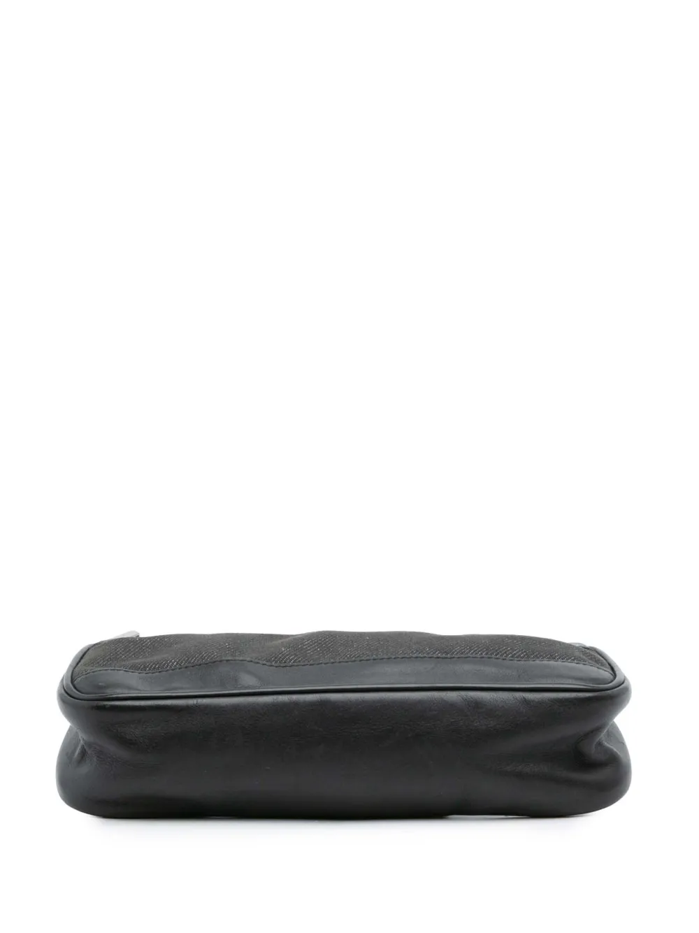 Pre-owned Gucci 2000-2015 Denim Web Shoulder Bag In Black
