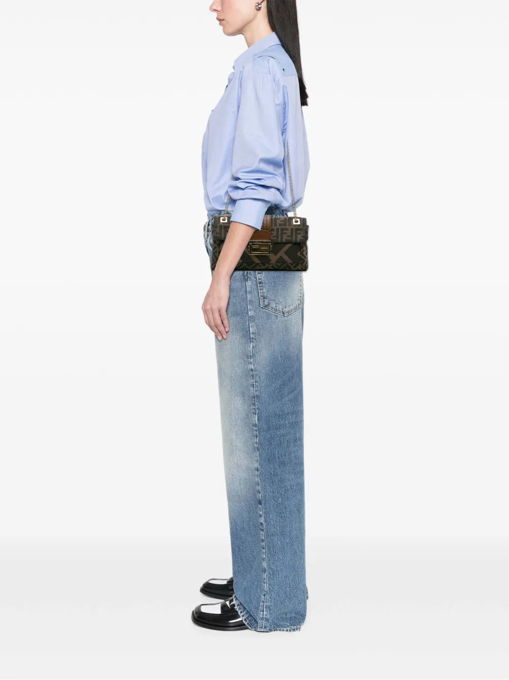 Fendi Pre-Owned 2010-2025 Zucca Canvas and Leather Chain Maxi Baguette crossbody bag | Pre-Owned | Image 2