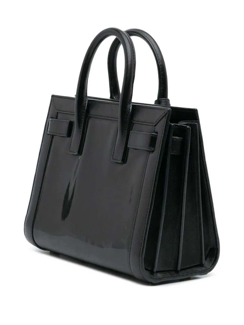 Pre-owned Saint Laurent 2014 Nano Patent Sac De Jour Satchel In Black