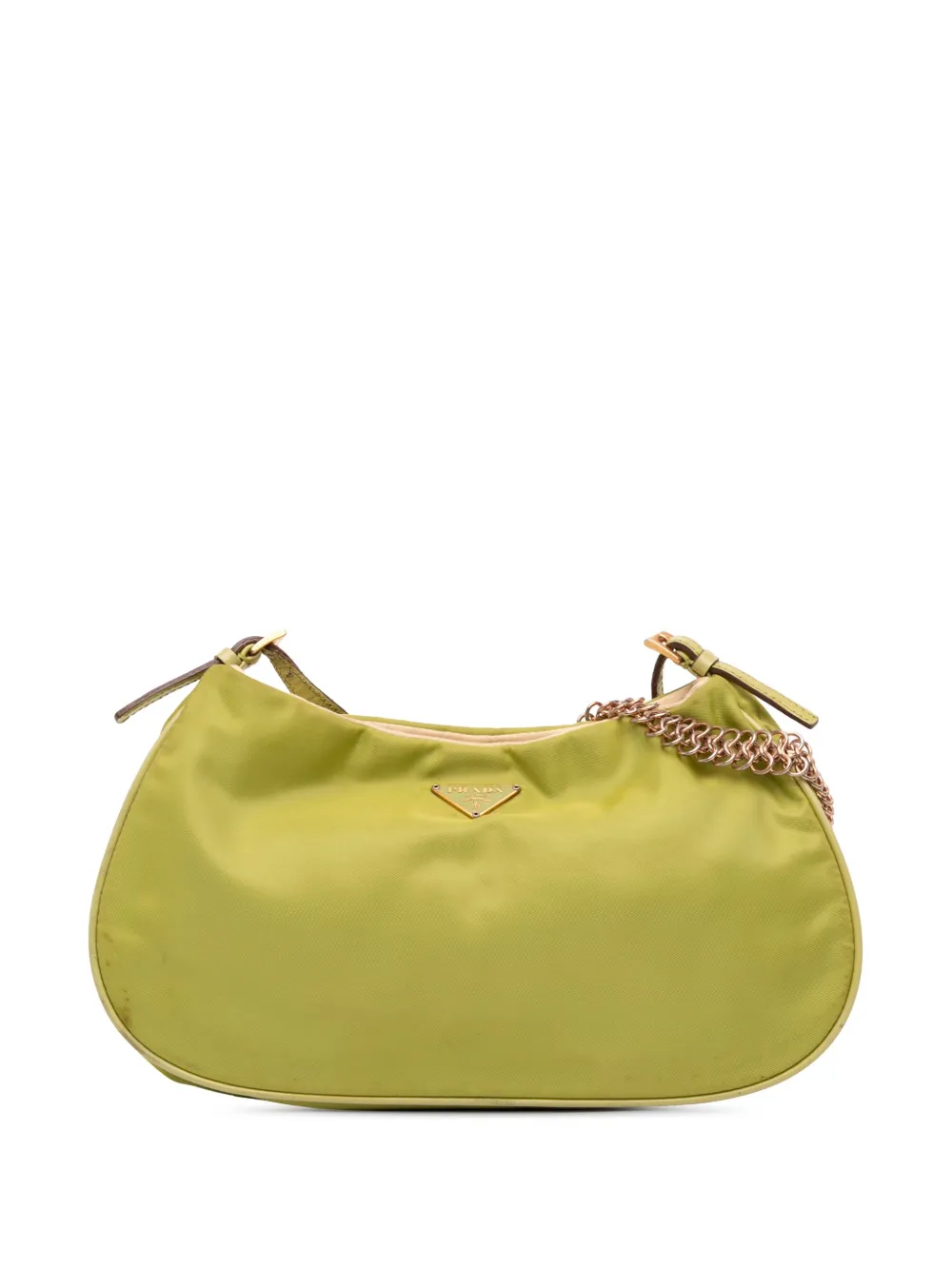 Pre-owned Prada 2000-2013 Tessuto Chain Shoulder Bag In Green