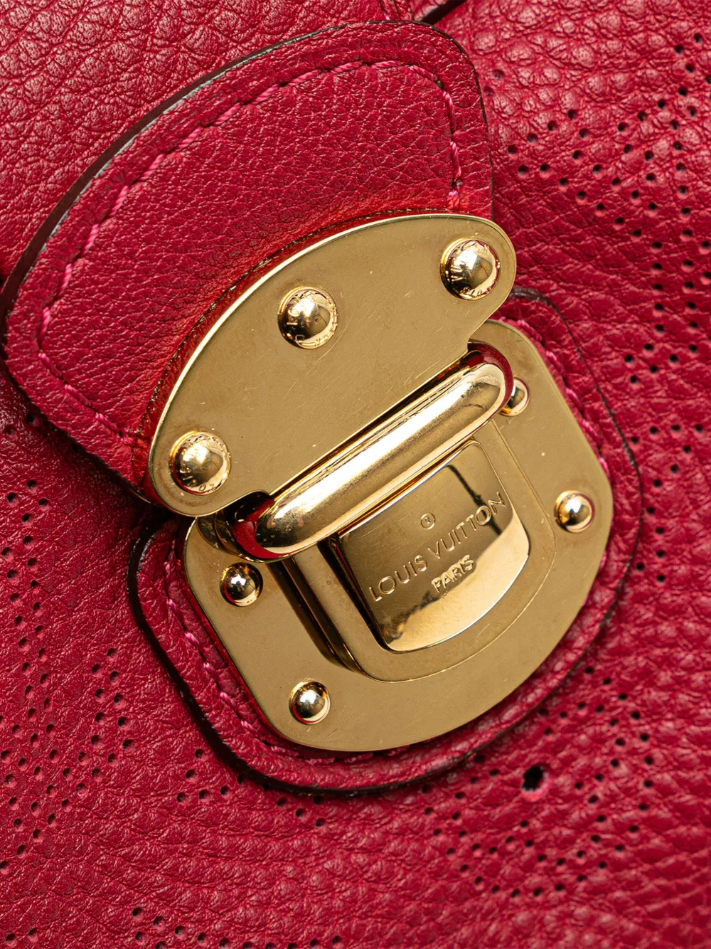 Pre-owned Louis Vuitton 2011 Monogram Mahina Cirrus Pm Handbag In Red
