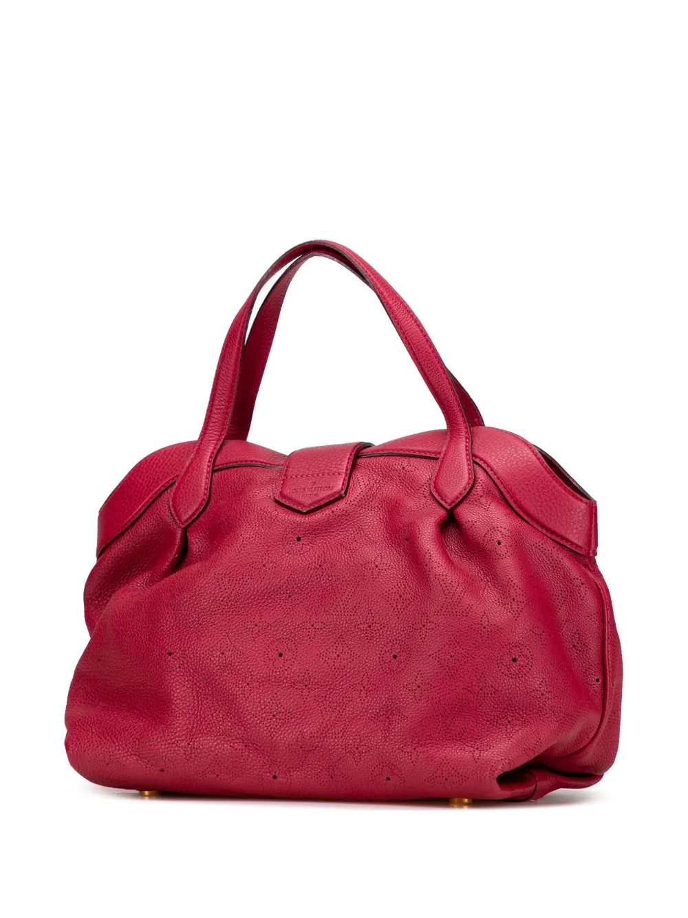 Pre-owned Louis Vuitton 2011 Monogram Mahina Cirrus Pm Handbag In Red