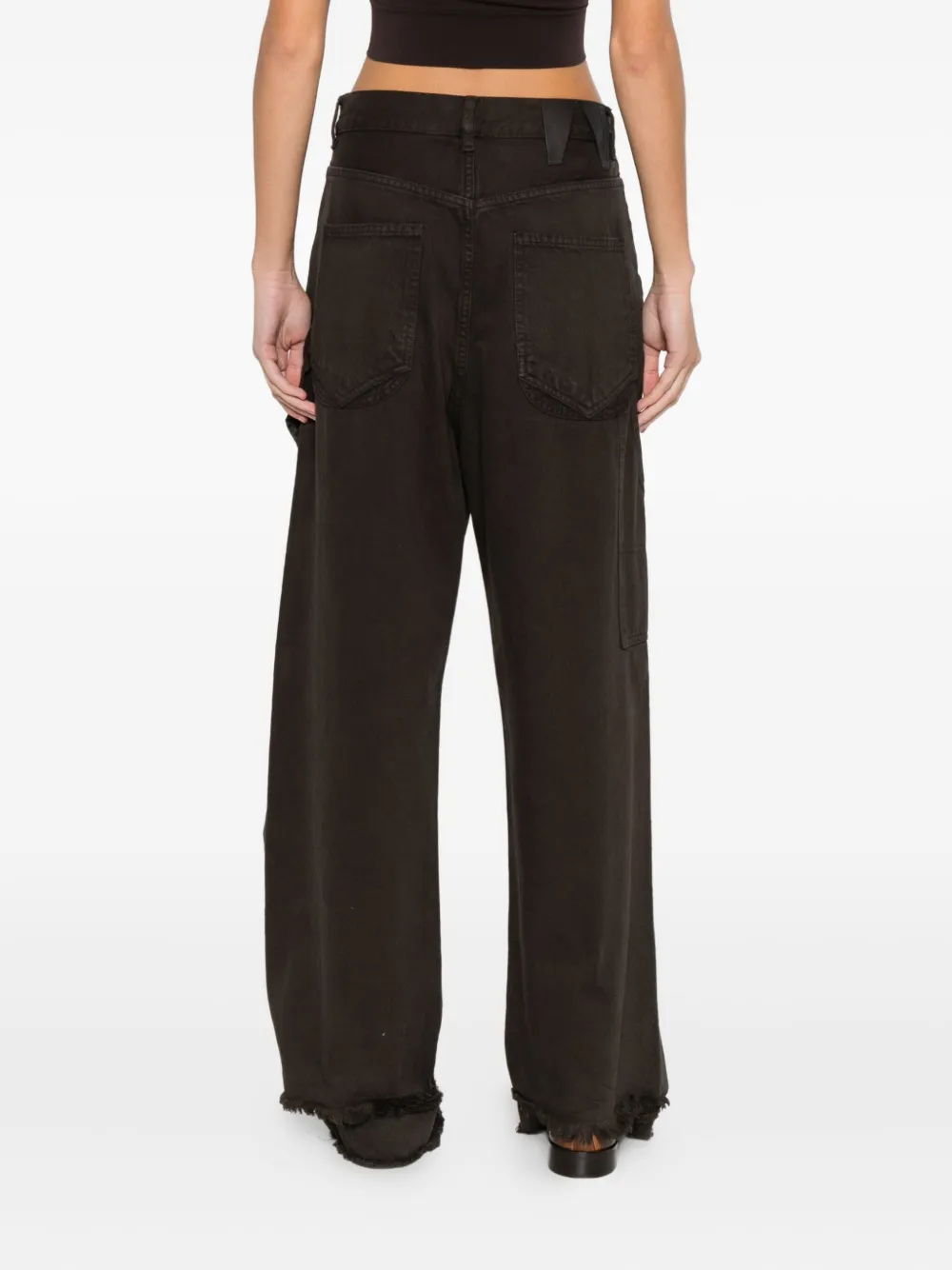 Darkpark Frayed Denim Straight-leg Jeans In Brown