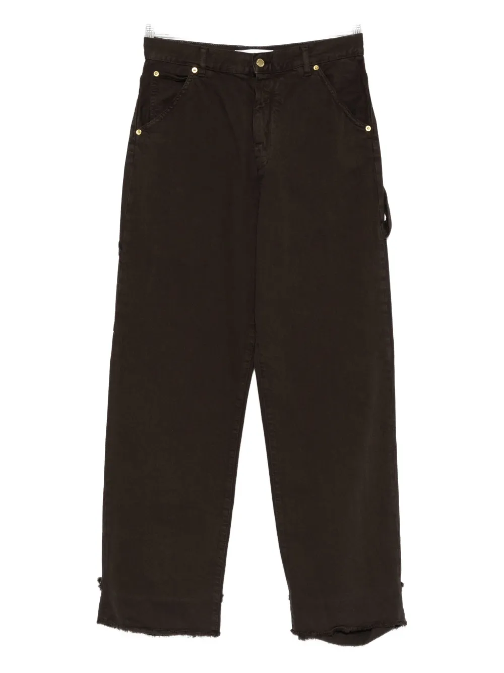 Darkpark Frayed Denim Straight-leg Jeans In Brown