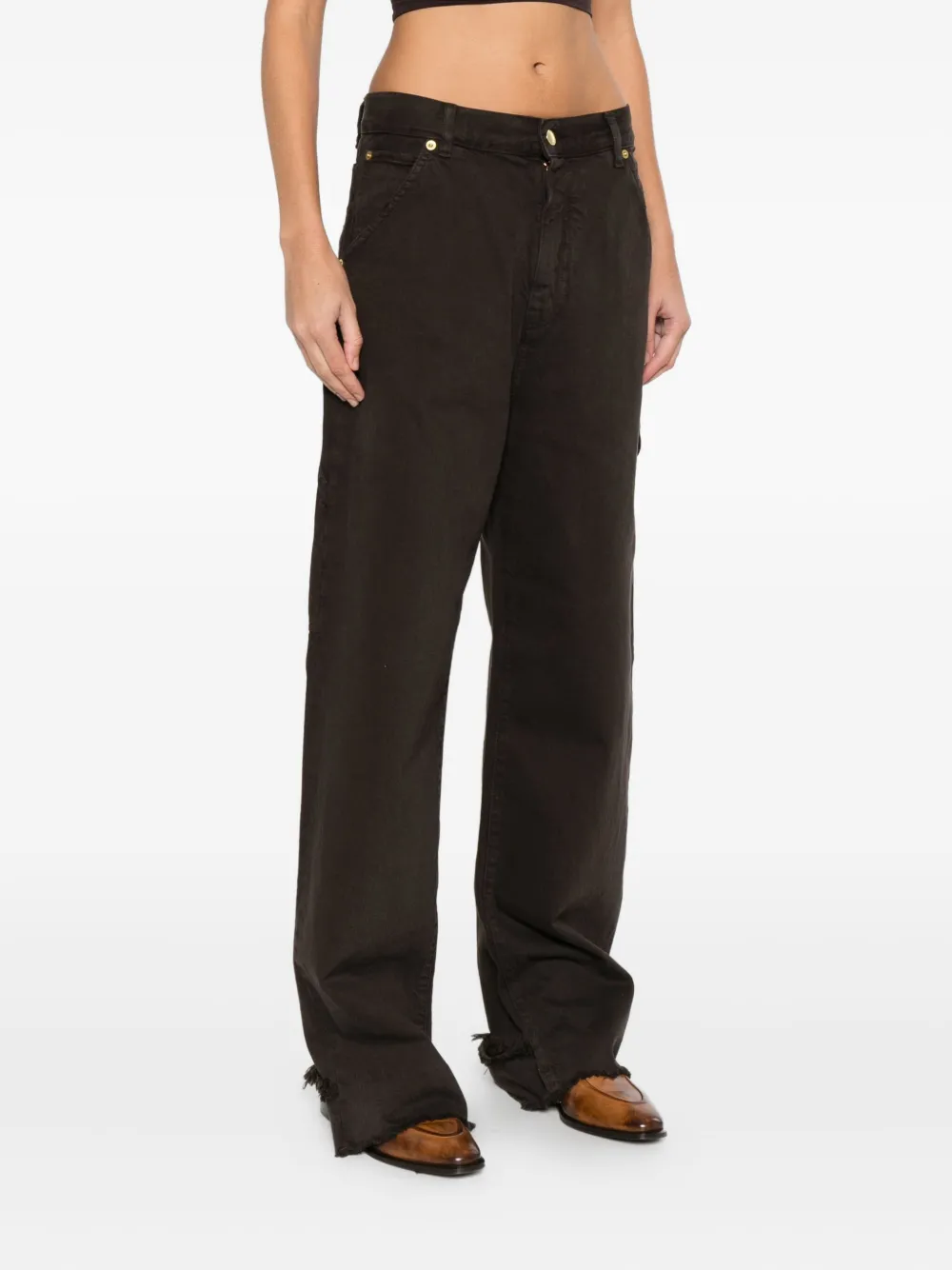 Darkpark Frayed Denim Straight-leg Jeans In Brown