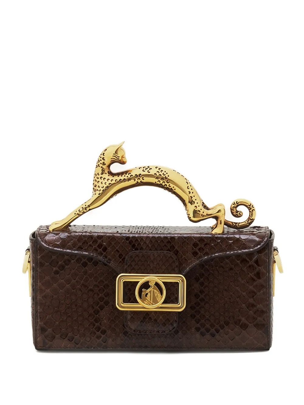 Lanvin Mini Python Cat Handle Bag In Brown