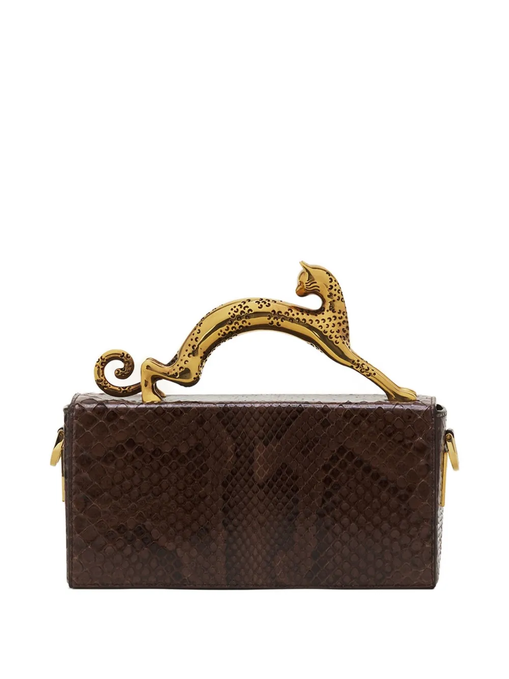Lanvin Mini Python Cat Handle Bag In Brown